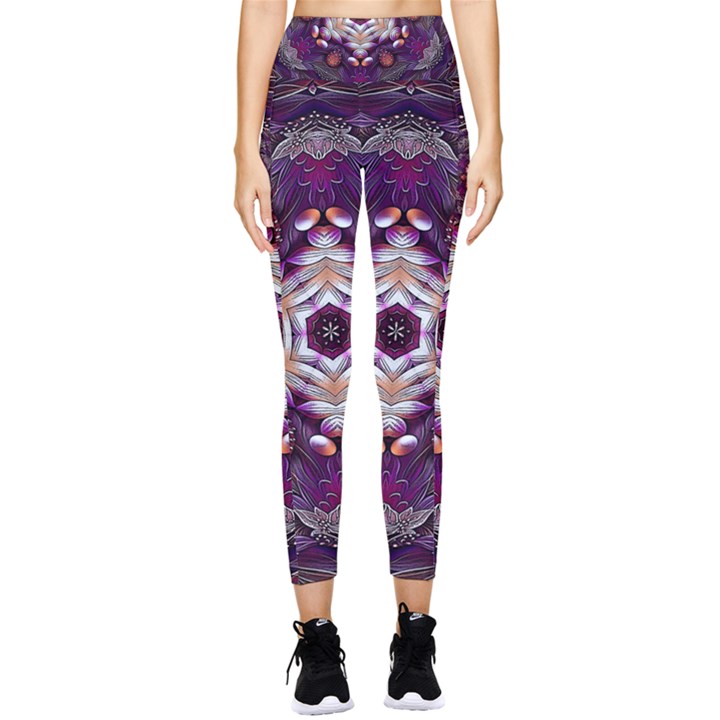 Rosette Kaleidoscope Mosaic Abstract Background Art Pocket Leggings 