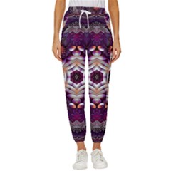 Rosette Kaleidoscope Mosaic Abstract Background Art Women s Cropped Drawstring Pants by Jancukart