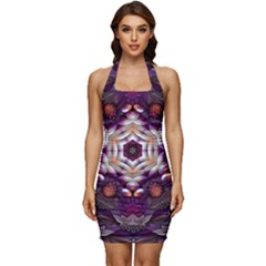 Rosette Kaleidoscope Mosaic Abstract Background Art Sleeveless Wide Square Neckline Ruched Bodycon Dress by Jancukart