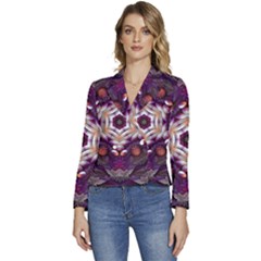 Rosette Kaleidoscope Mosaic Abstract Background Art Women s Long Sleeve Revers Collar Cropped Jacket