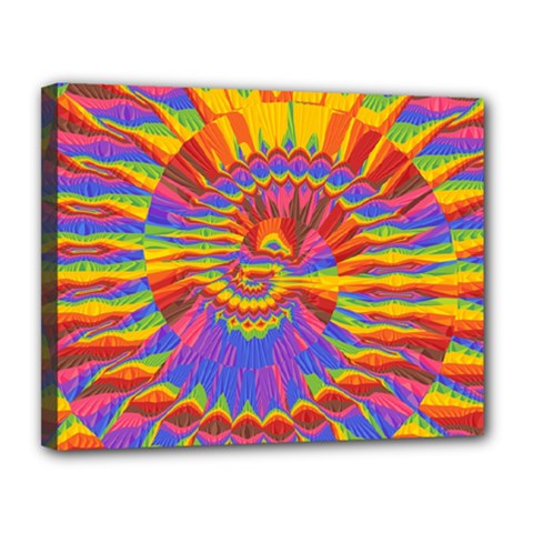 Colorful Spiral Abstract Swirl Twirl Art Pattern Canvas 14  X 11  (stretched)