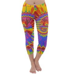 Colorful Spiral Abstract Swirl Twirl Art Pattern Capri Winter Leggings 