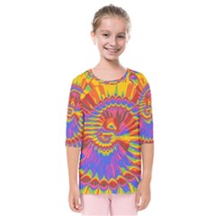 Colorful Spiral Abstract Swirl Twirl Art Pattern Kids  Quarter Sleeve Raglan Tee