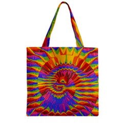 Colorful Spiral Abstract Swirl Twirl Art Pattern Zipper Grocery Tote Bag