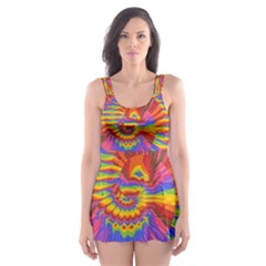 Colorful Spiral Abstract Swirl Twirl Art Pattern Skater Dress Swimsuit