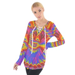 Colorful Spiral Abstract Swirl Twirl Art Pattern Tie Up Tee