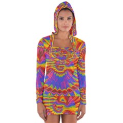 Colorful Spiral Abstract Swirl Twirl Art Pattern Long Sleeve Hooded T-shirt by Jancukart