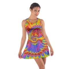 Colorful Spiral Abstract Swirl Twirl Art Pattern Cotton Racerback Dress