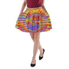 Colorful Spiral Abstract Swirl Twirl Art Pattern A-line Pocket Skirt by Jancukart