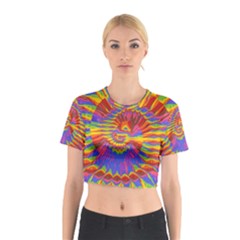 Colorful Spiral Abstract Swirl Twirl Art Pattern Cotton Crop Top