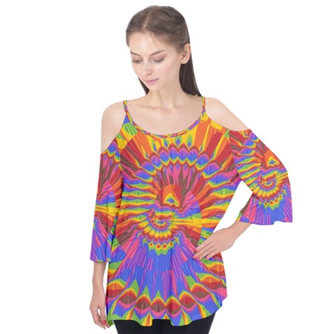 Colorful Spiral Abstract Swirl Twirl Art Pattern Flutter Tees by Jancukart