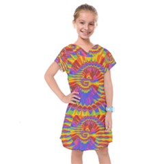 Colorful Spiral Abstract Swirl Twirl Art Pattern Kids  Drop Waist Dress