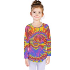 Colorful Spiral Abstract Swirl Twirl Art Pattern Kids  Long Sleeve Tee