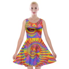 Colorful Spiral Abstract Swirl Twirl Art Pattern Velvet Skater Dress