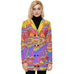 Colorful Spiral Abstract Swirl Twirl Art Pattern Button Up Hooded Coat  by Jancukart