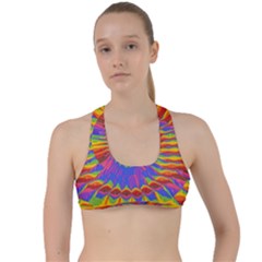 Colorful Spiral Abstract Swirl Twirl Art Pattern Criss Cross Racerback Sports Bra