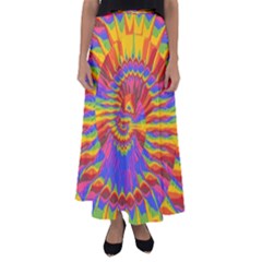 Colorful Spiral Abstract Swirl Twirl Art Pattern Flared Maxi Skirt