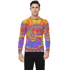 Colorful Spiral Abstract Swirl Twirl Art Pattern Men s Long Sleeve Rash Guard