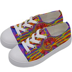 Colorful Spiral Abstract Swirl Twirl Art Pattern Kids  Low Top Canvas Sneakers