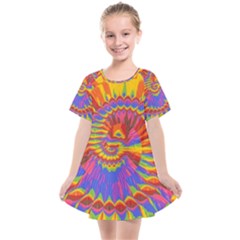 Colorful Spiral Abstract Swirl Twirl Art Pattern Kids  Smock Dress