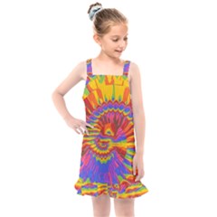 Colorful Spiral Abstract Swirl Twirl Art Pattern Kids  Overall Dress