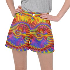 Colorful Spiral Abstract Swirl Twirl Art Pattern Women s Ripstop Shorts