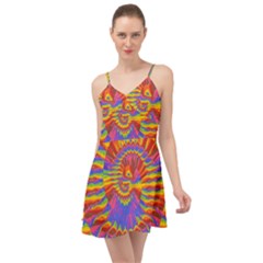 Colorful Spiral Abstract Swirl Twirl Art Pattern Summer Time Chiffon Dress