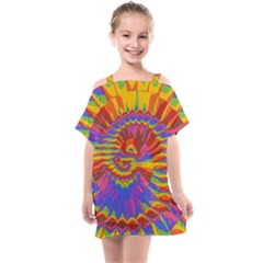 Colorful Spiral Abstract Swirl Twirl Art Pattern Kids  One Piece Chiffon Dress