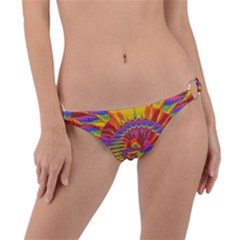 Colorful Spiral Abstract Swirl Twirl Art Pattern Ring Detail Bikini Bottoms