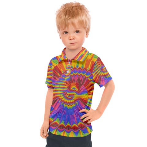 Colorful Spiral Abstract Swirl Twirl Art Pattern Kids  Polo Tee by Jancukart