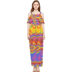 Colorful Spiral Abstract Swirl Twirl Art Pattern Draped Sleeveless Chiffon Jumpsuit by Jancukart