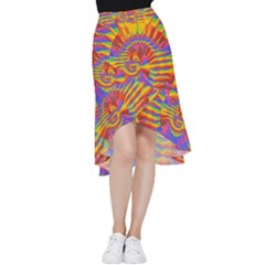 Colorful Spiral Abstract Swirl Twirl Art Pattern Frill Hi Low Chiffon Skirt by Jancukart