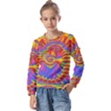 Colorful Spiral Abstract Swirl Twirl Art Pattern Kids  Long Sleeve Tee with Frill  View1