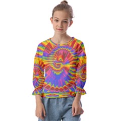 Colorful Spiral Abstract Swirl Twirl Art Pattern Kids  Cuff Sleeve Top