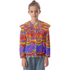 Colorful Spiral Abstract Swirl Twirl Art Pattern Kids  Peter Pan Collar Blouse by Jancukart