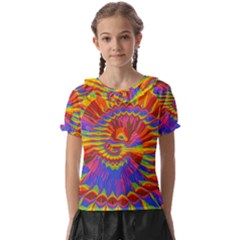 Colorful Spiral Abstract Swirl Twirl Art Pattern Kids  Frill Chiffon Blouse