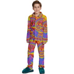 Colorful Spiral Abstract Swirl Twirl Art Pattern Kids  Long Sleeve Velvet Pajamas Set