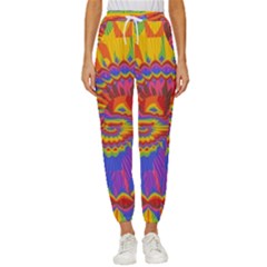 Colorful Spiral Abstract Swirl Twirl Art Pattern Women s Cropped Drawstring Pants by Jancukart