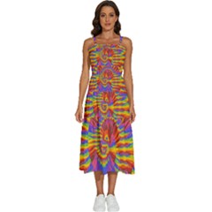 Colorful Spiral Abstract Swirl Twirl Art Pattern Sleeveless Shoulder Straps Boho Dress by Jancukart