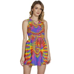 Colorful Spiral Abstract Swirl Twirl Art Pattern Sleeveless High Waist Mini Dress by Jancukart