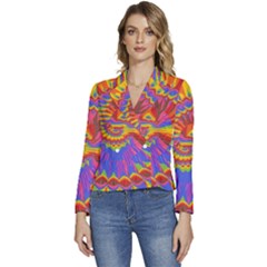 Colorful Spiral Abstract Swirl Twirl Art Pattern Women s Long Sleeve Revers Collar Cropped Jacket by Jancukart