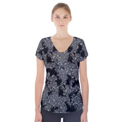 Modern Tribalism Elegance Print Short Sleeve Front Detail Top