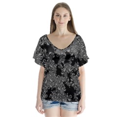 Modern Tribalism Elegance Print V-neck Flutter Sleeve Top