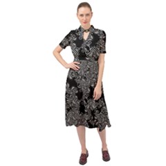 Modern Tribalism Elegance Print Keyhole Neckline Chiffon Dress by dflcprintsclothing