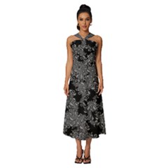 Modern Tribalism Elegance Print Sleeveless Cross Front Cocktail Midi Chiffon Dress by dflcprintsclothing