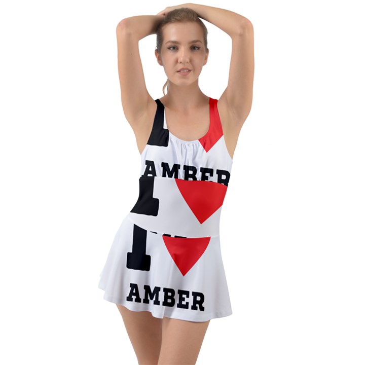 I love amber Ruffle Top Dress Swimsuit