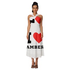 I Love Amber Sleeveless Cross Front Cocktail Midi Chiffon Dress by ilovewhateva