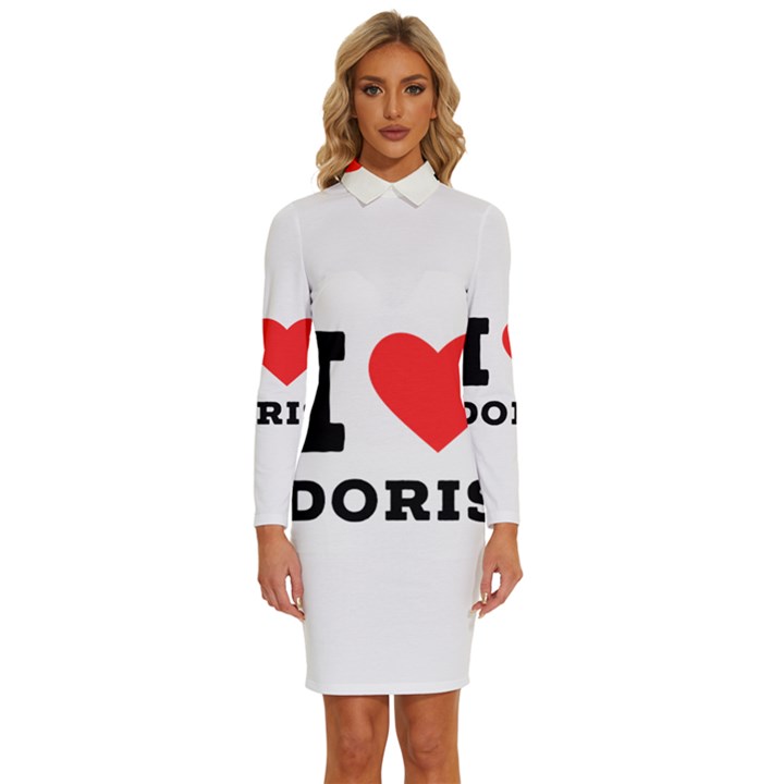 I love doris Long Sleeve Shirt Collar Bodycon Dress