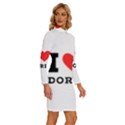 I love doris Long Sleeve Shirt Collar Bodycon Dress View3