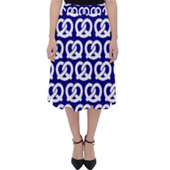 Navy Pretzel Illustrations Pattern Classic Midi Skirt by GardenOfOphir